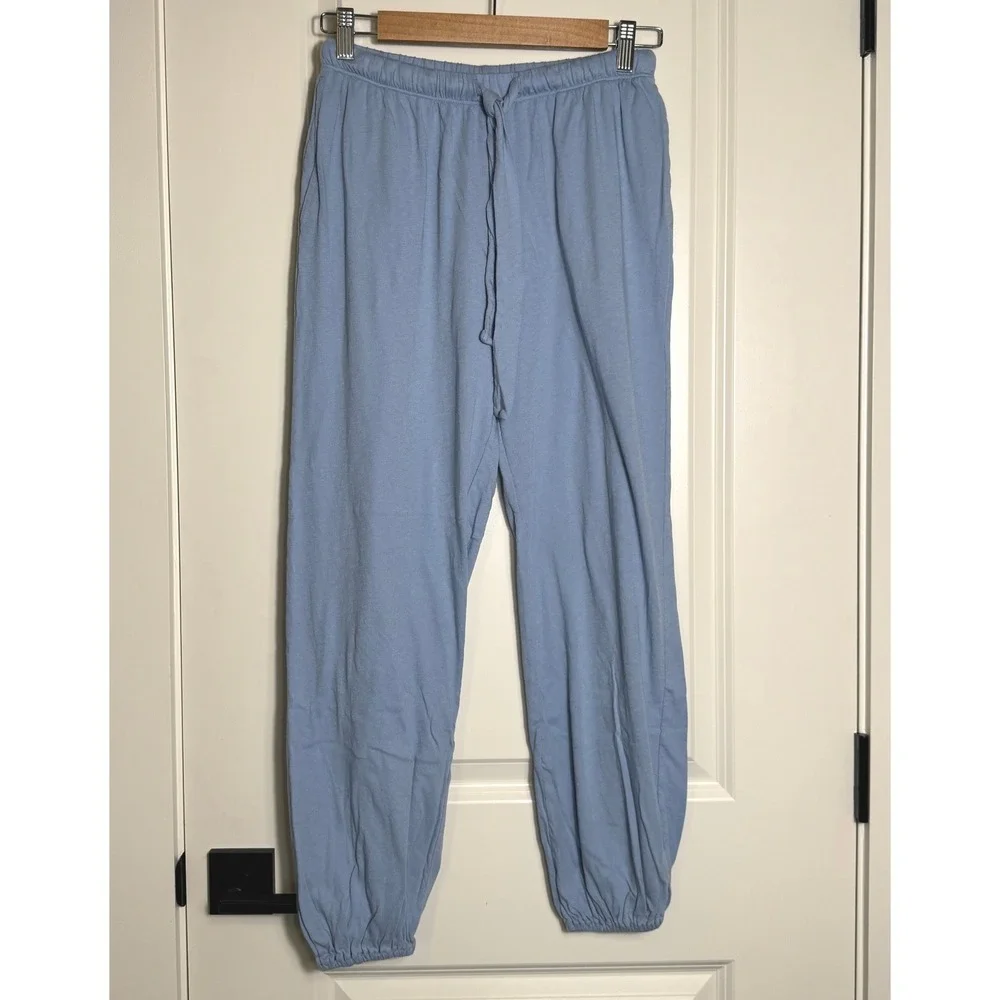 Eberjey Light Blue Cotton Viscose Drawstring Waist Jogger Pants XS